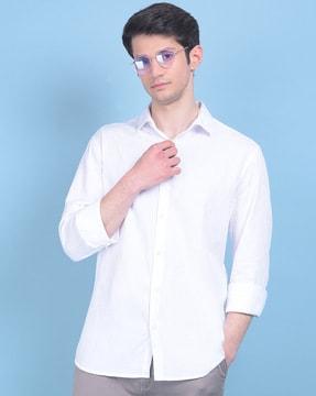 men slim fit shirt with spread collar
