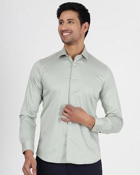 men slim fit shirt with spread-collar