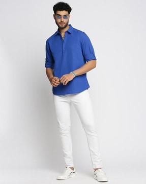 men slim fit short kurta