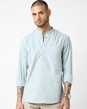 men slim fit short kurta