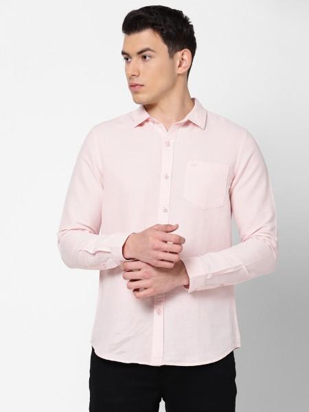 men slim fit solid button down collar casual shirt