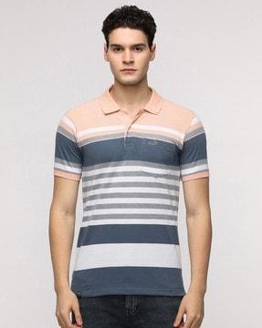 men slim fit striped polo t-shirt