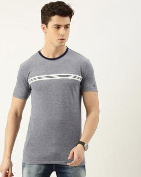 men slim fit striped round-neck t-shirt