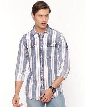 men slim fit striped shirt