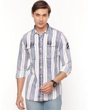 men slim fit striped shirt