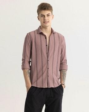 men slim fit striped shirt