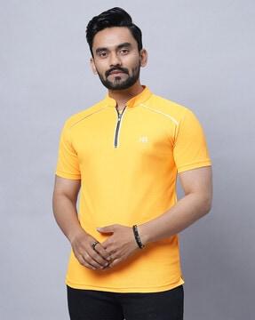 men slim fit t-shirt with mandarin collar