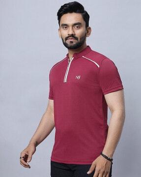 men slim fit t-shirt with mandarin collar