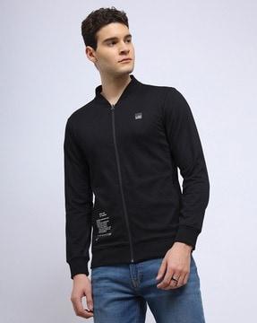 men slim fit zip-front bomber jacket