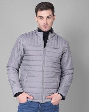 men slim fit zip-front puffer jacket