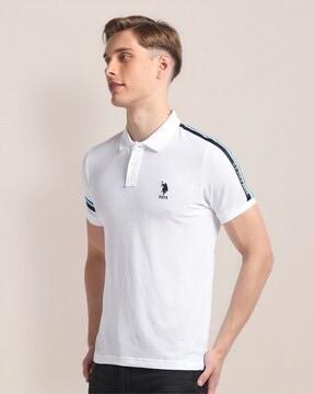 men slim polo t-shirt with brand taping