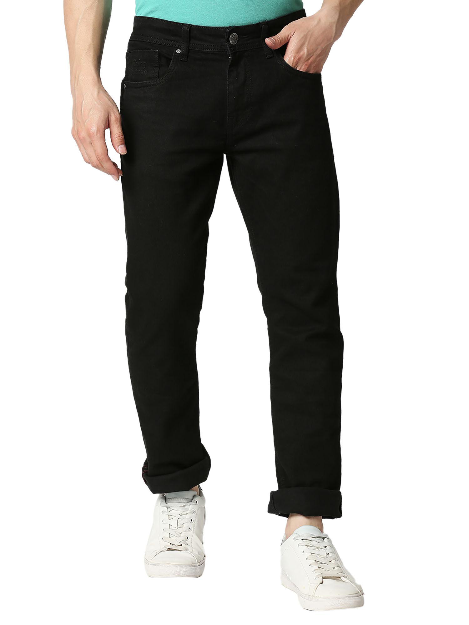 men slim straight fit denim jeans