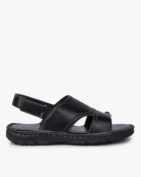 men slingback flat sandals with velcro fastening