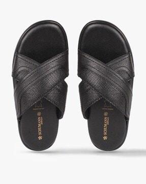 men slip-on cross-strap sandals