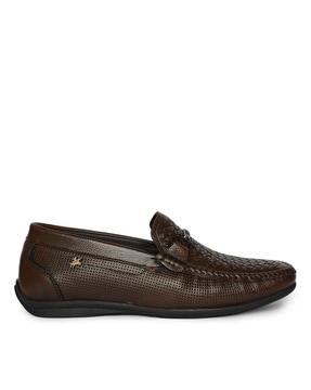 men slip-on loafers with metal accents