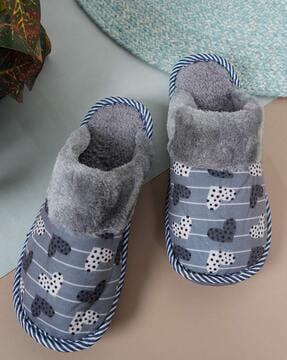 men slip-on round-toe fur flip-flops