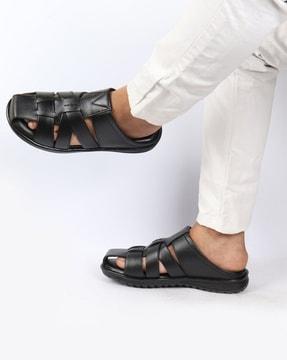 men slip-on round toes sandals with flat heels