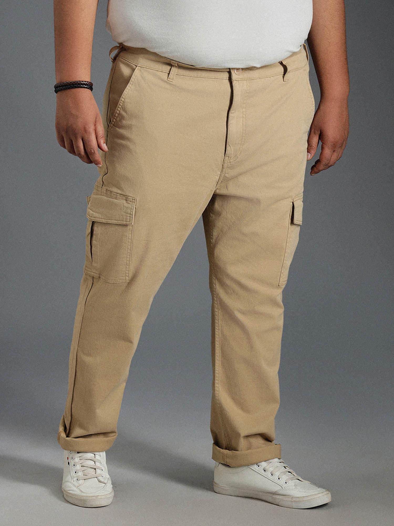 men smart casual summer cotton straight fit mid-rise cargo pant