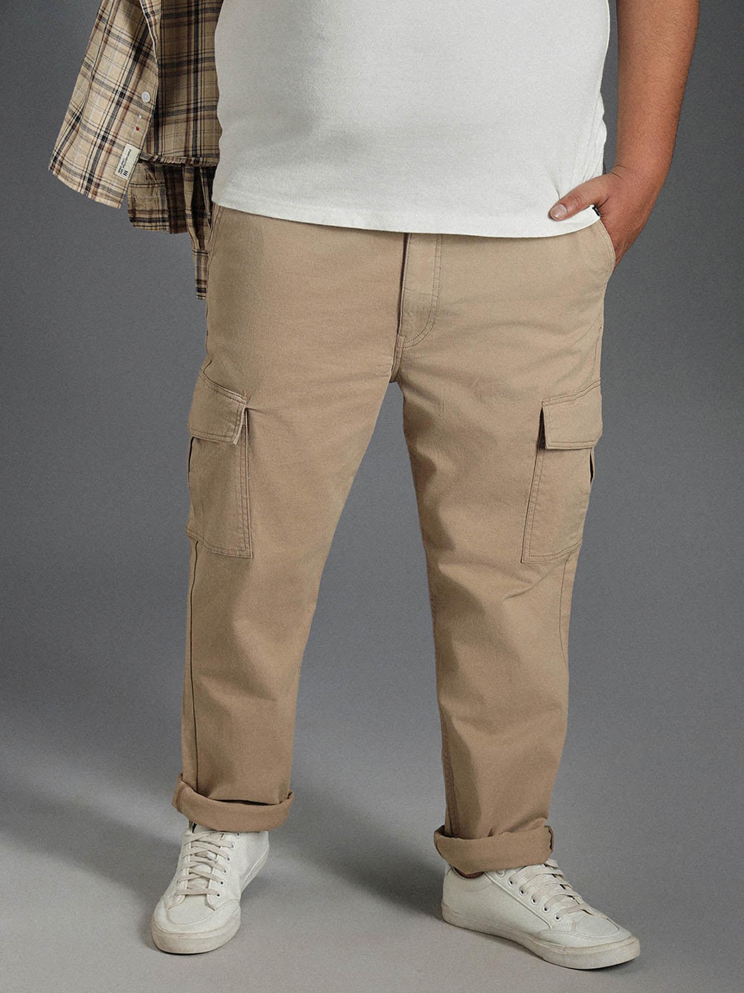 men smart casual summer cotton straight fit mid-rise cargo pant