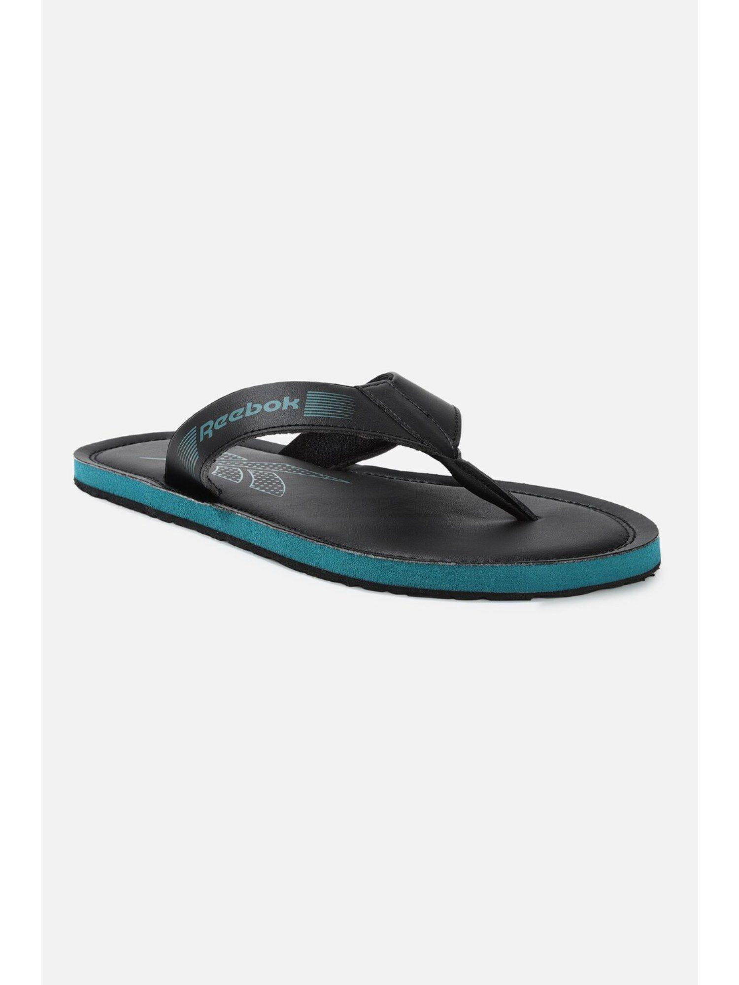 men soleced flipflops black