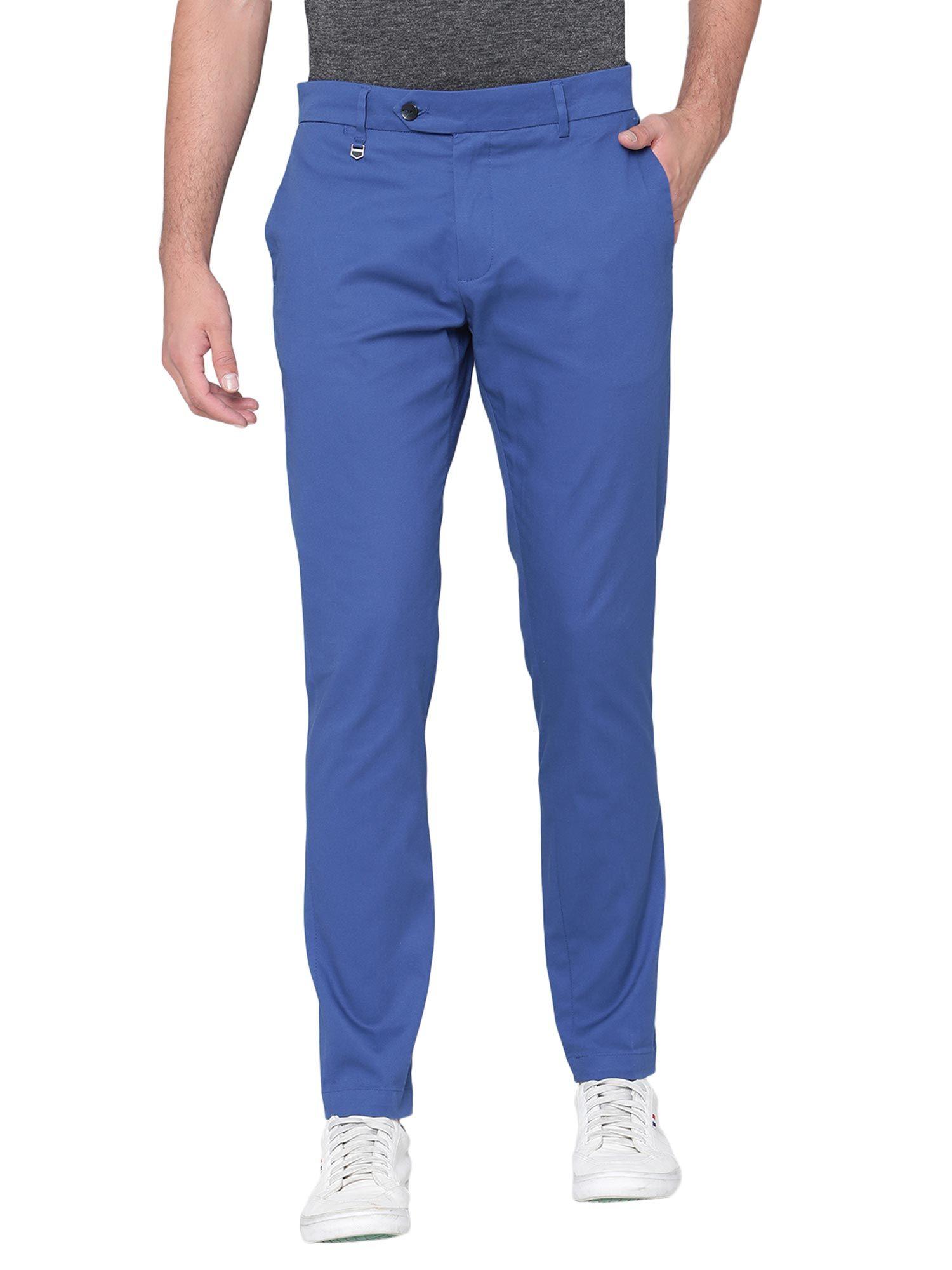 men solid blue trouser