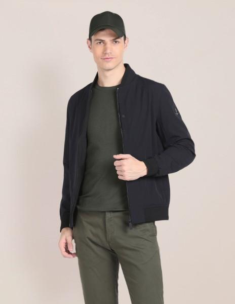 men solid bomber jacket