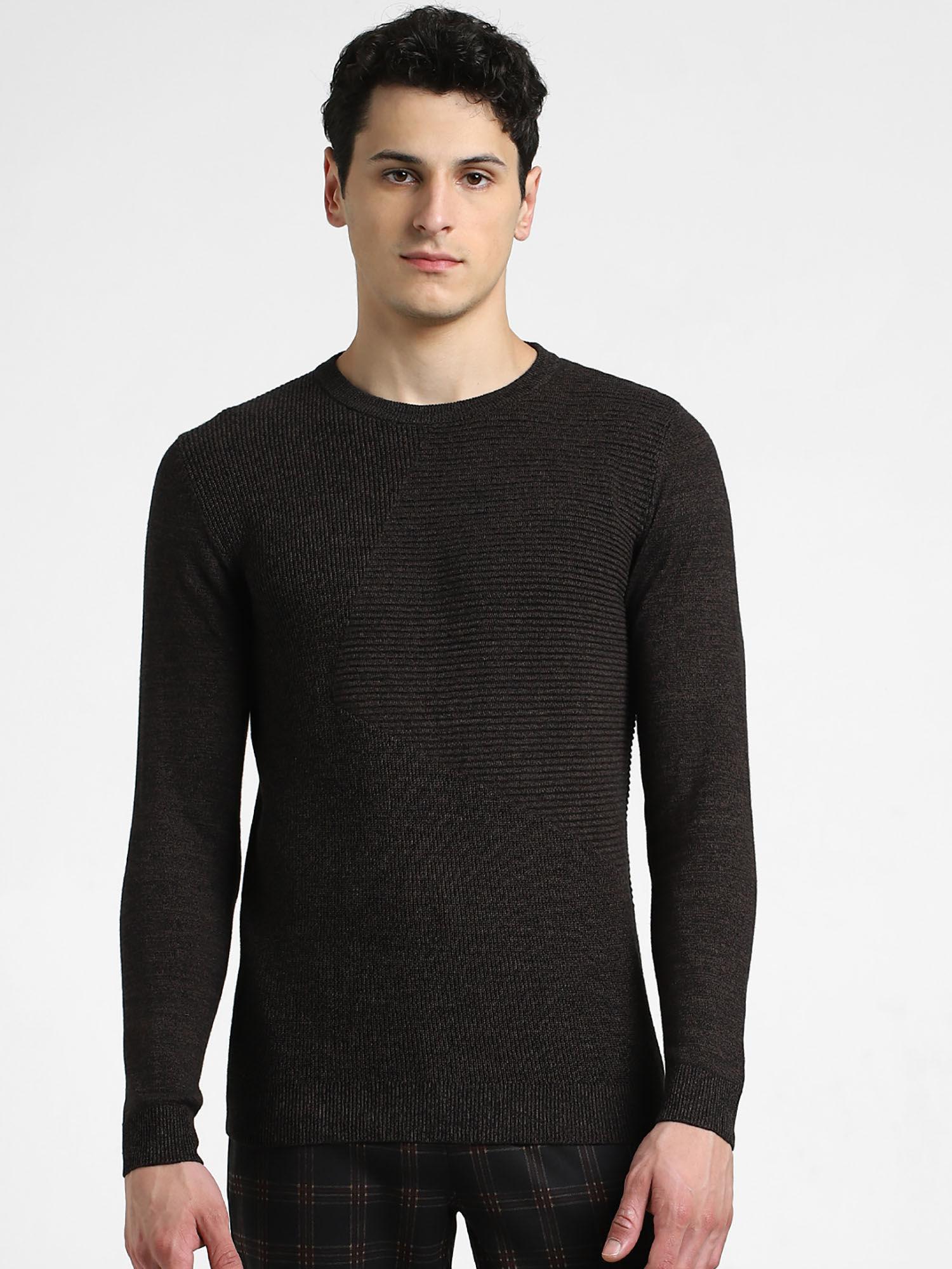 men solid brown sweater