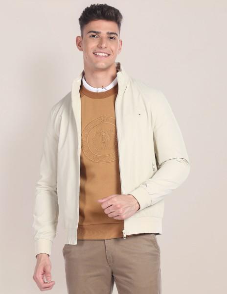 men solid casual jacket