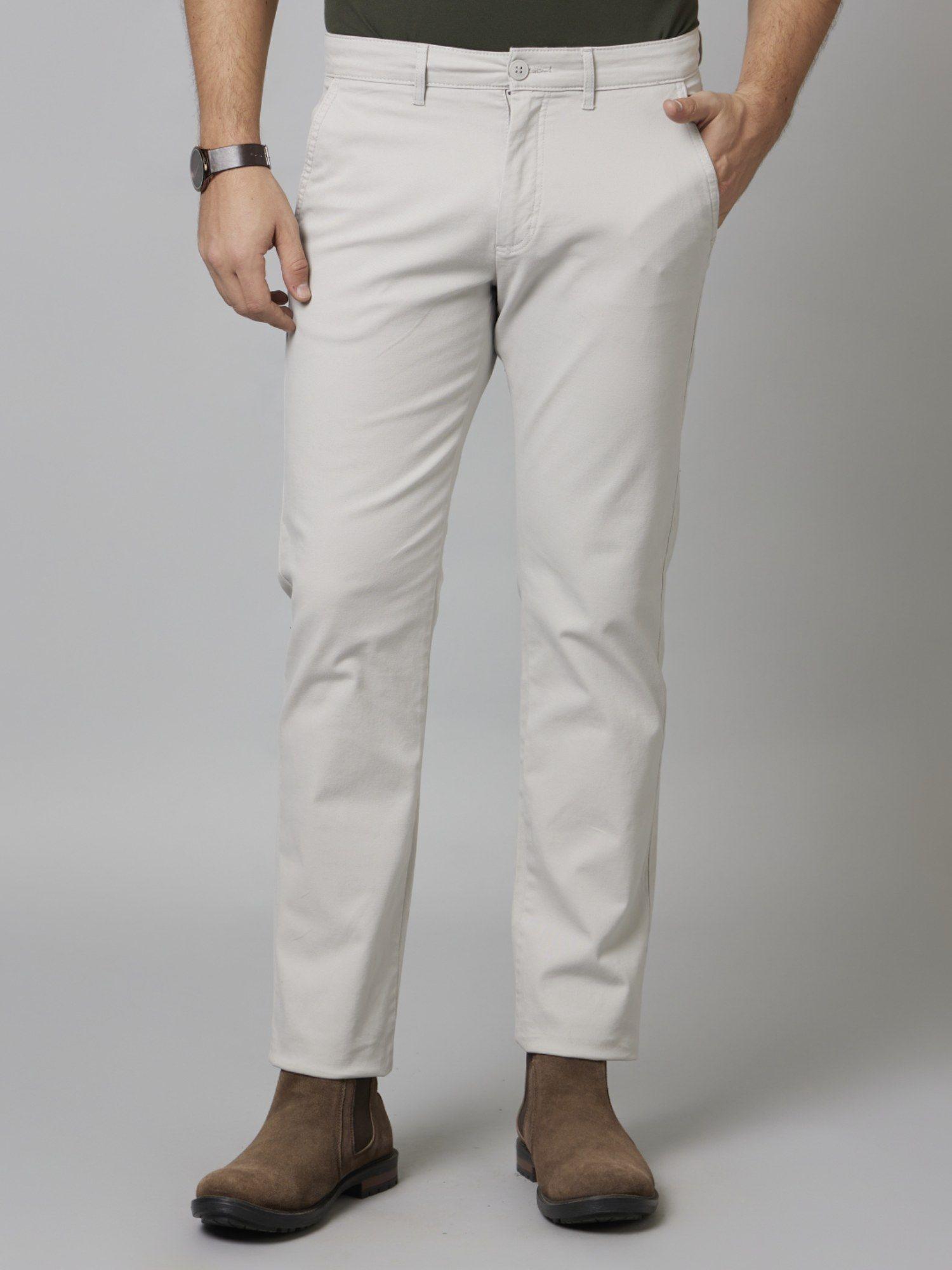 men solid casual trousers