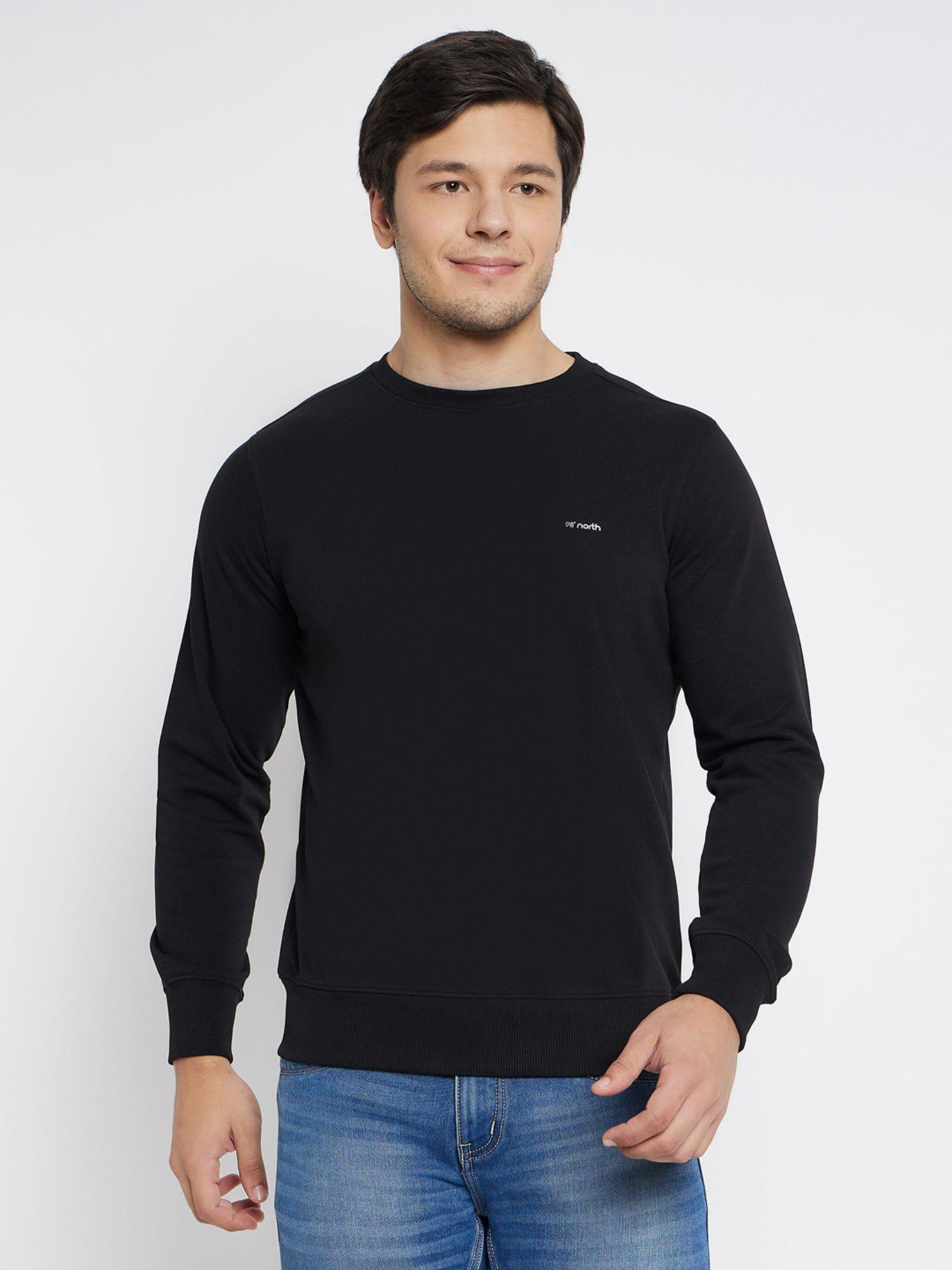 men solid cotton blend full sleeve round neck sweatshirt