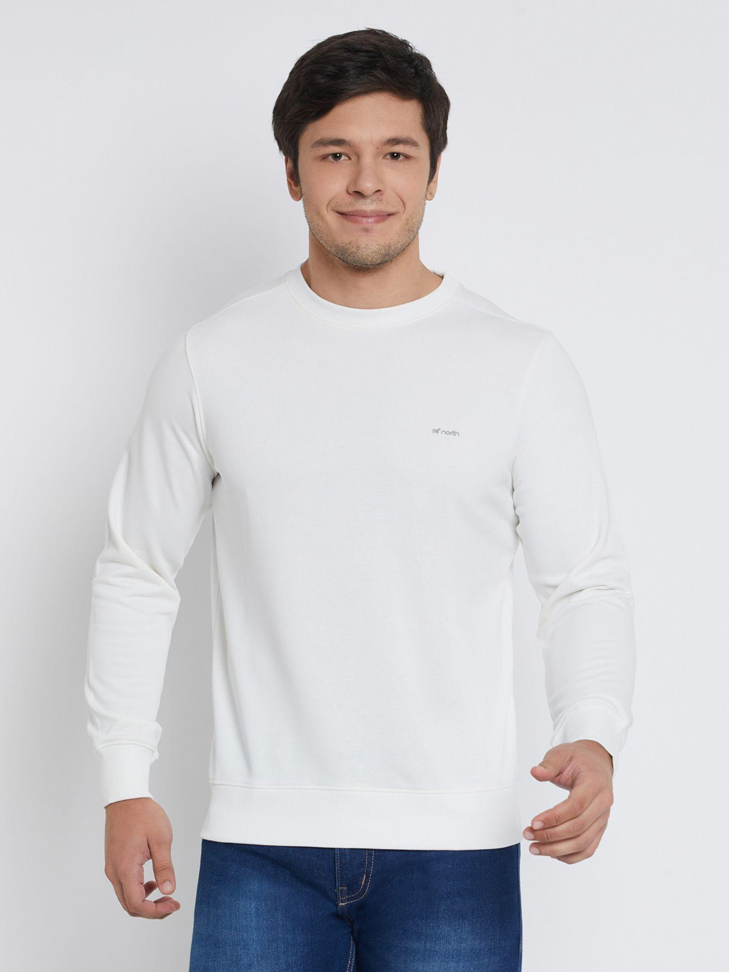 men solid cotton blend full sleeve round neck sweatshirt