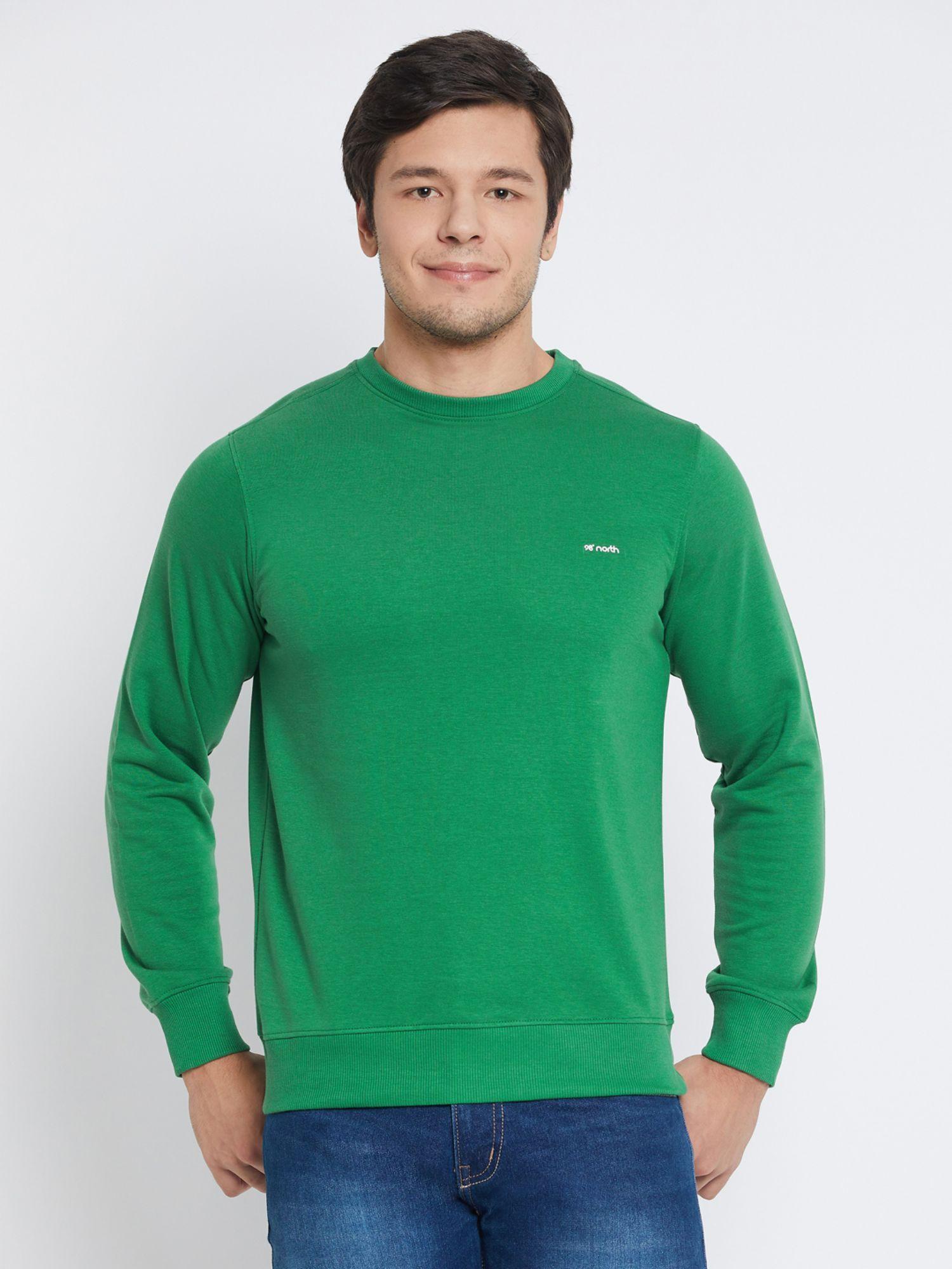 men solid cotton blend full sleeve round neck sweatshirt