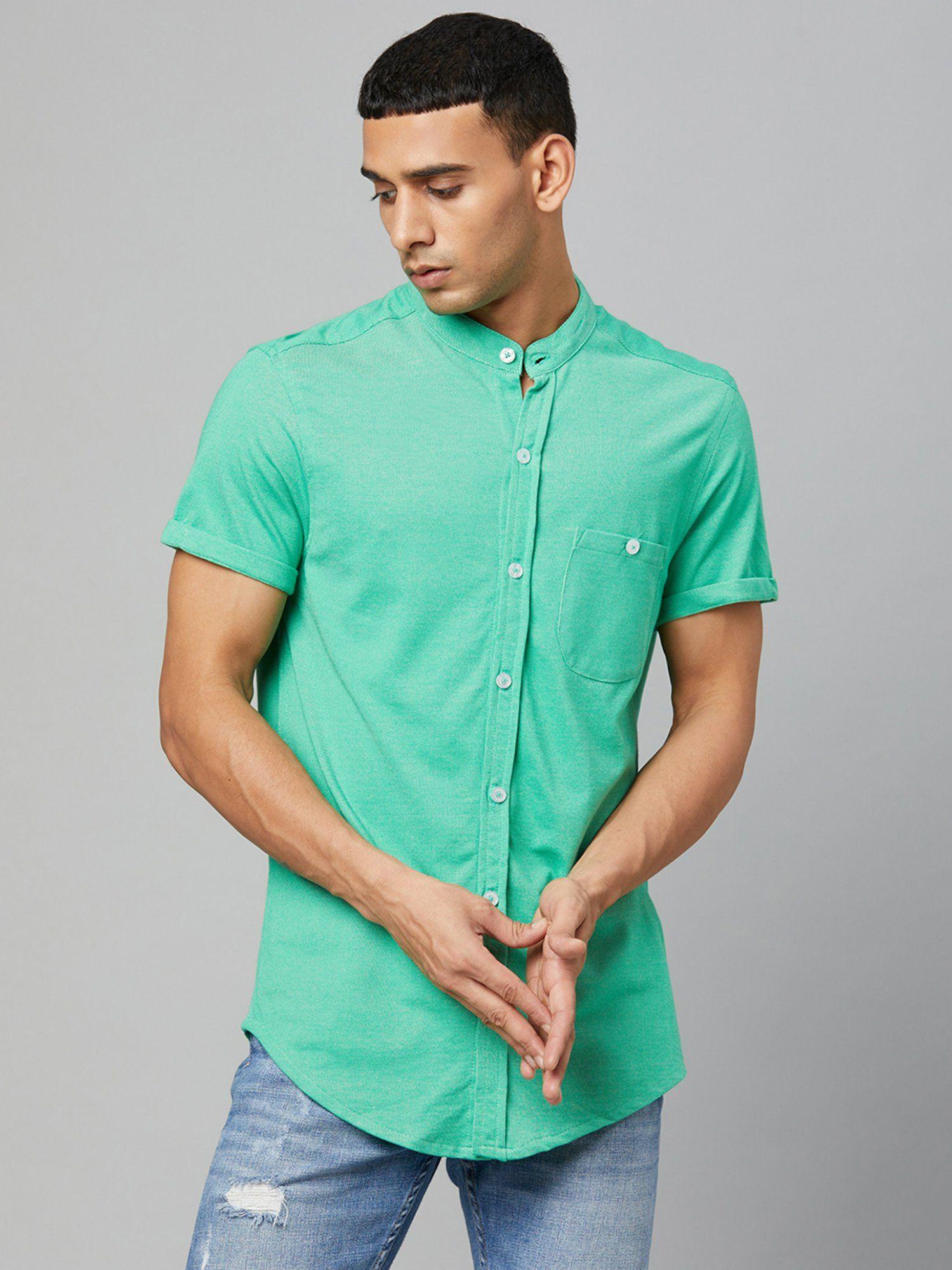 men solid green shirt