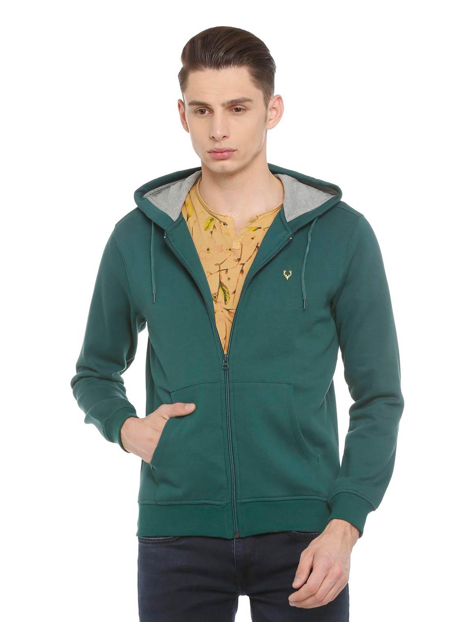 men solid green sweatshirt