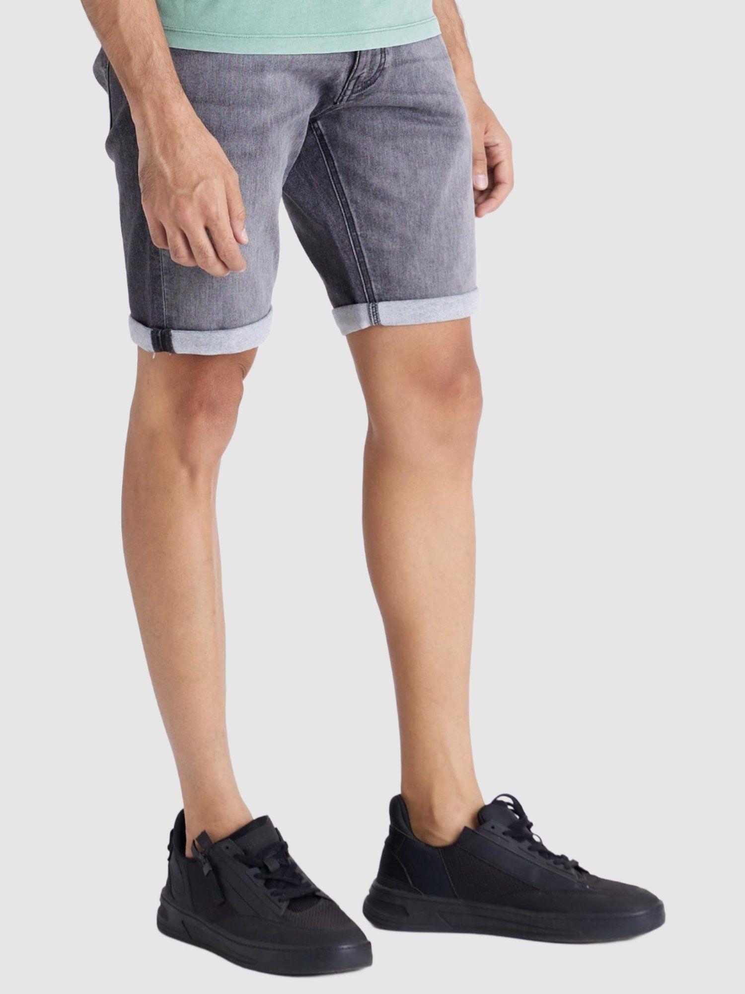 men solid grey shorts