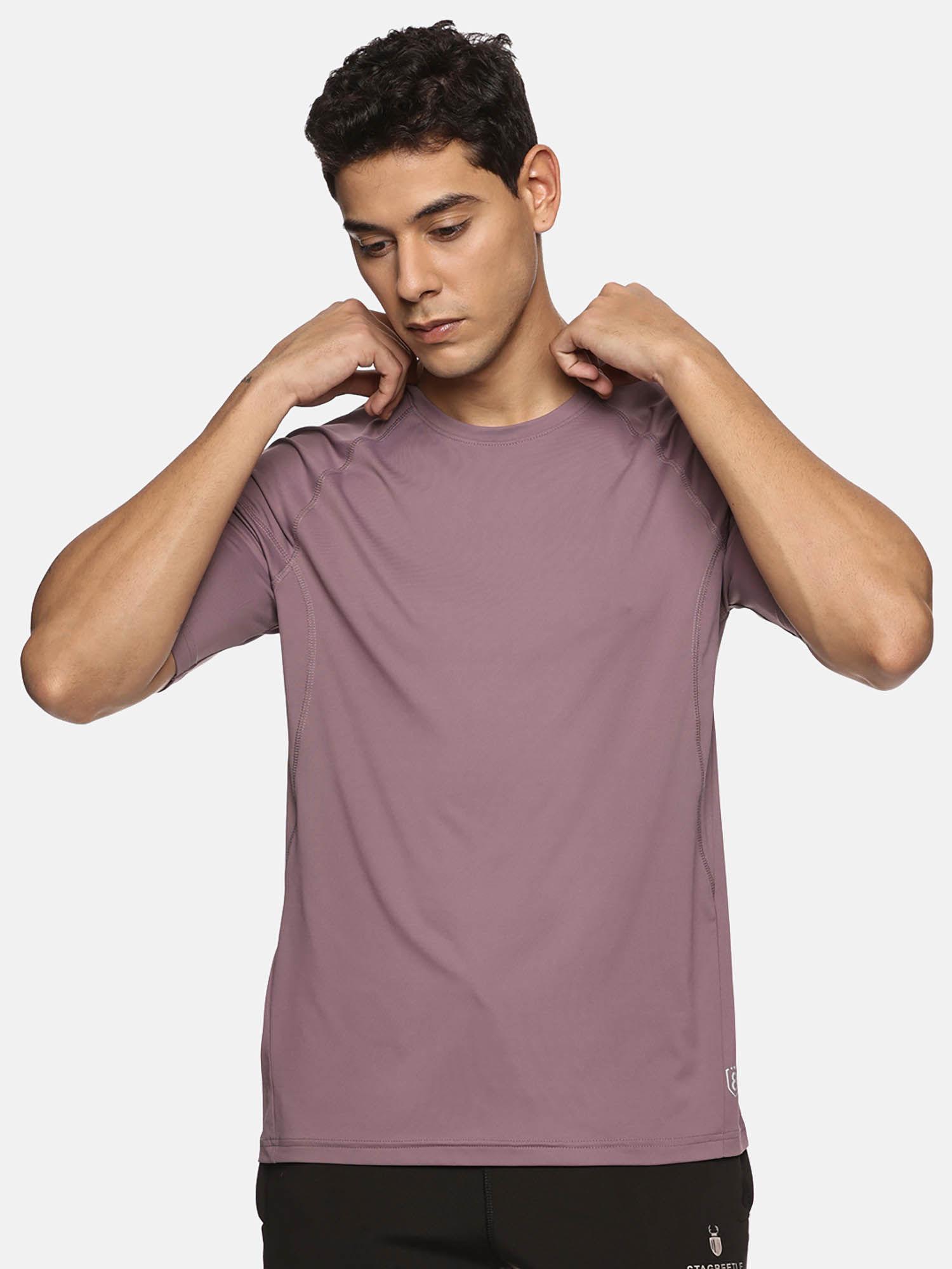 men solid high performance half raglan sleeve t-shirt