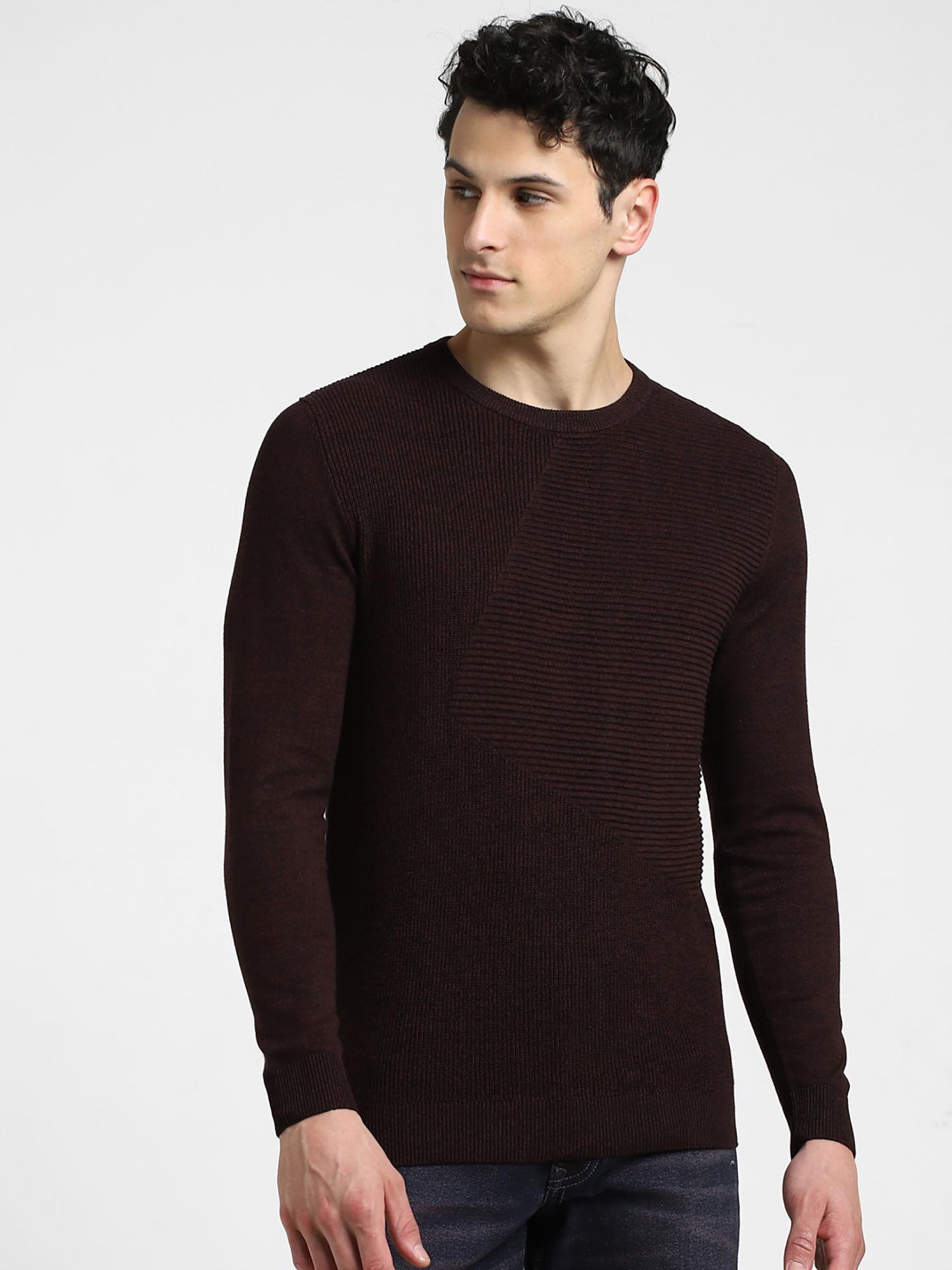 men solid maroon sweater