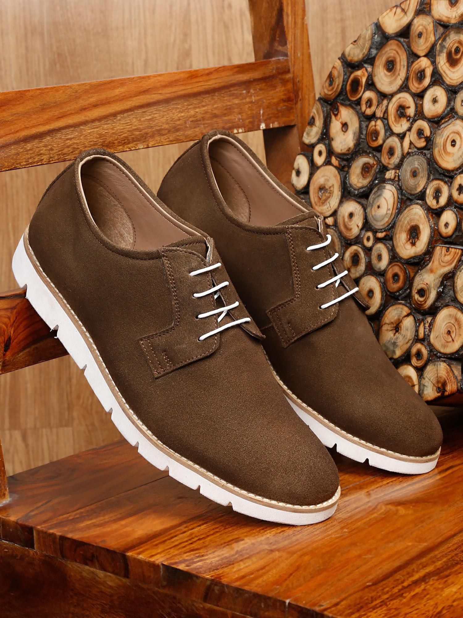 men solid olive round toe casual shoes