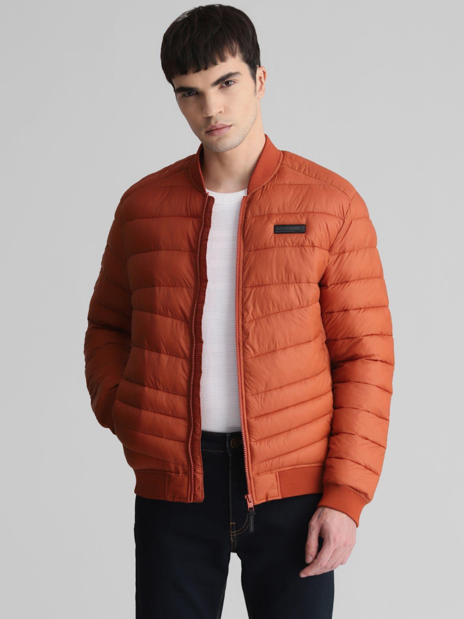 men solid orange jacket