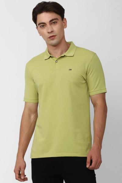 men solid polo neck poly cotton green t-shirt