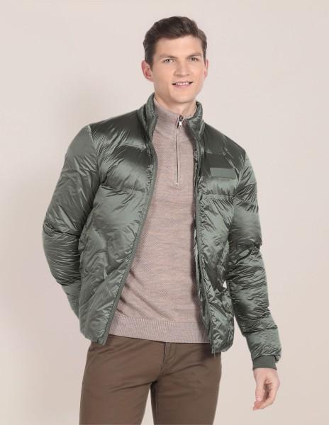 men solid puffer jacket