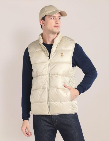 men solid puffer jacket