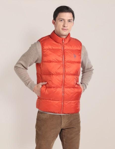 men solid puffer jacket