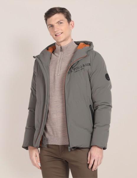 men solid puffer jacket