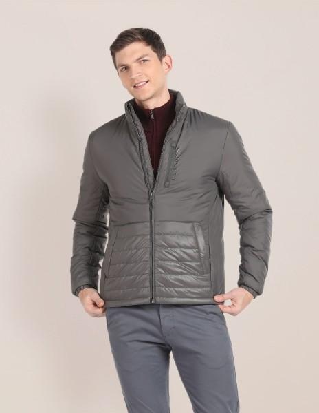 men solid puffer jacket