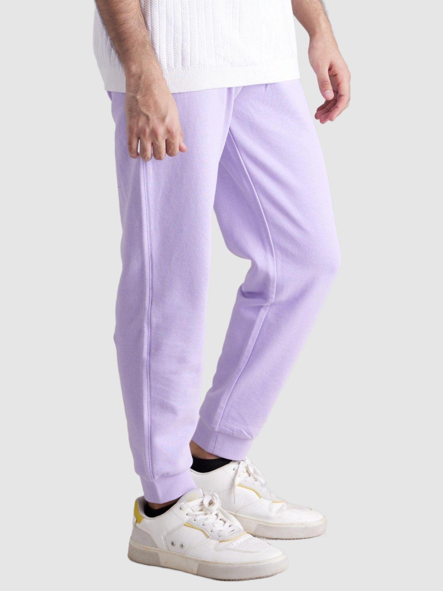 men solid purple joggers
