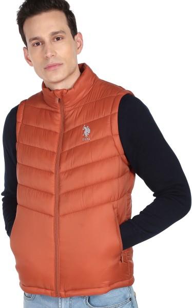 men solid quilted jacket