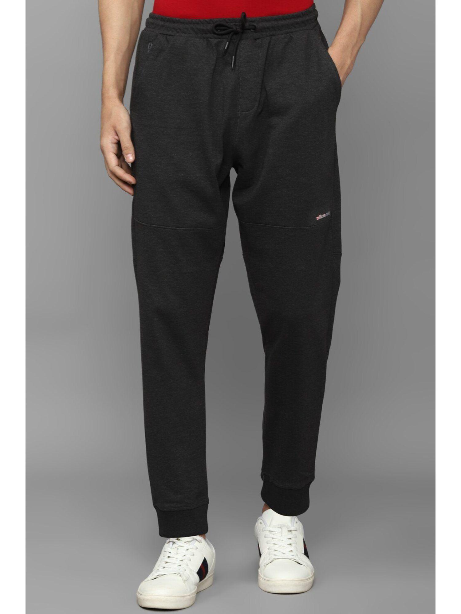 men solid regular fit grey jogger pants