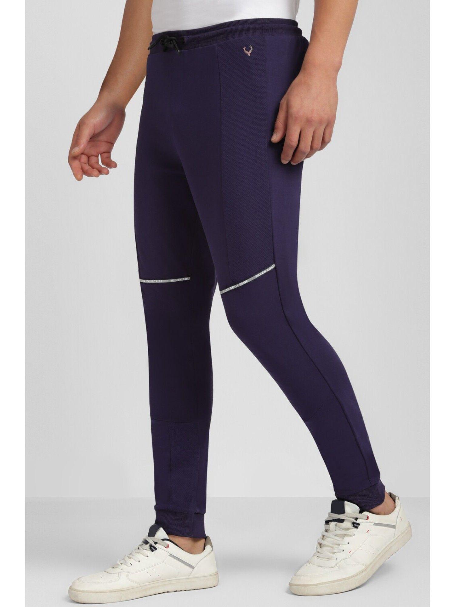 men solid regular fit purple joggers