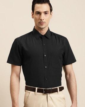 men solid regular fit shirt